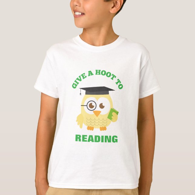 Camiseta Dê um Pulinho para a Leitura com a Coruja Fofa (Frente)
