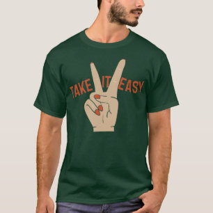 Camiseta de Unhas Pintadas Pegue leve Sinal de paz