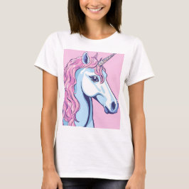 Camiseta de unicornio con fondo rosado