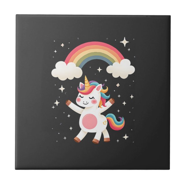 Camiseta de Unicórnio Dabbing - Arco-íris Engraçad (Frente)