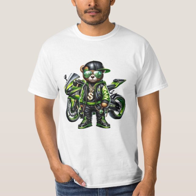 Camiseta de urso de bicicleta ninja (Frente)