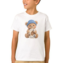 Camiseta de urso de pelúcia com inicial C para men