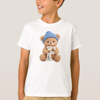 Camiseta de urso de pelúcia com inicial F para men