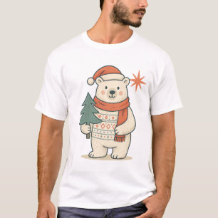 Camiseta de Urso Polar de Natal Fofo Escandinavo