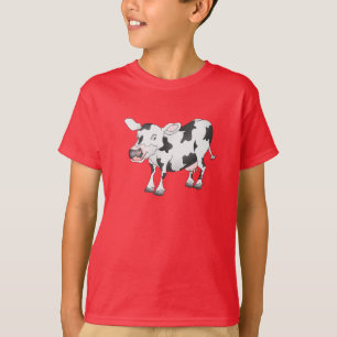 Camiseta de vaca branca e negra