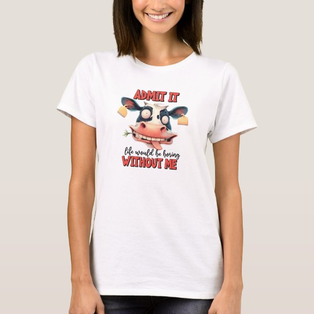 Camiseta de vaca engraçada (Frente)