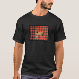 Camiseta de veado xadrez de búfalo vermelho