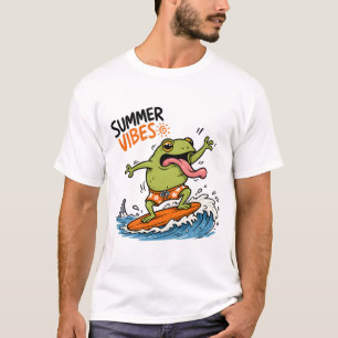 Camiseta de Verão com Sapo Surfista Engraçado