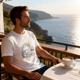 Camiseta de Verão Costeira Grega