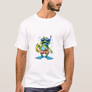 Camiseta de Verão de Natação de Rã Engraçada