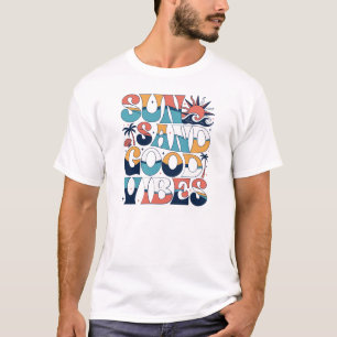 Camiseta de Verão de Praia Sol Areia Boas Vibraçõe