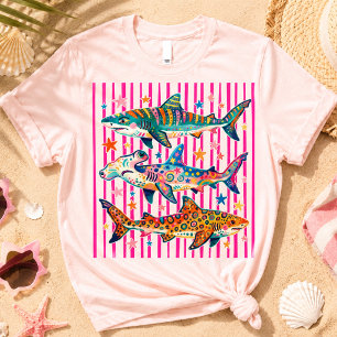 Camiseta de Verão do Tubarão da Praia Sem Luvas Oc