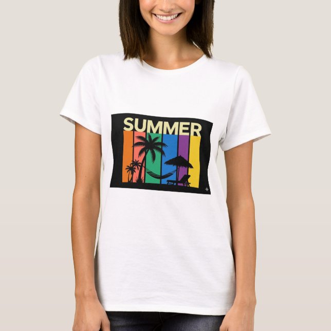 Camiseta de verão moderna e colorida (Frente)