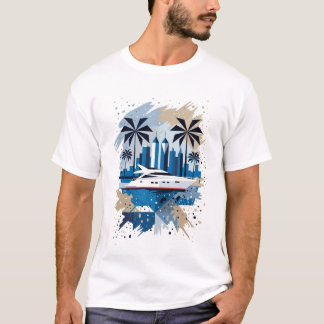 Camiseta de Verão Paisagem Tropical Urbana
