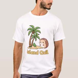 Camiseta de verão tropical ouriço-cacho Cute Islan