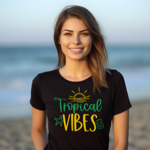 Camiseta de Verão "Tropical Vibes" para Mulheres