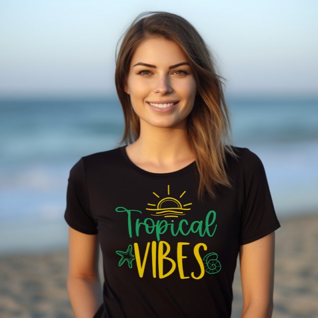 Camiseta de Verão "Tropical Vibes" para Mulheres (Criador carregado)