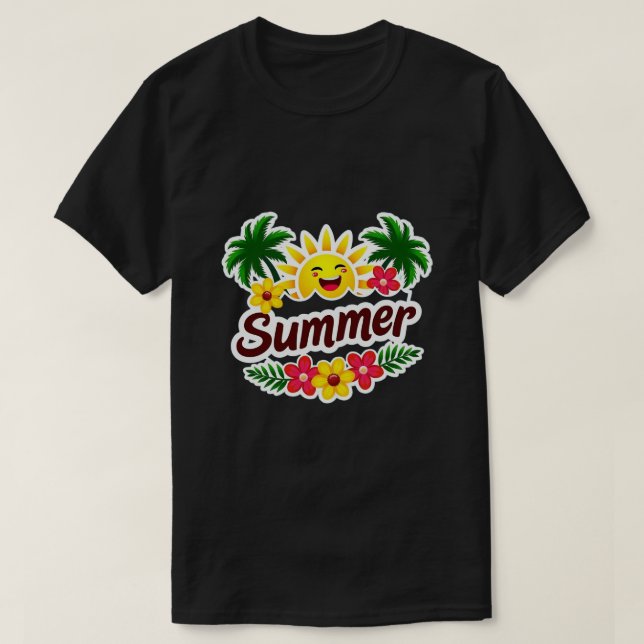 Camiseta de Verão Vibrações Ensolaradas (Frente do Design)