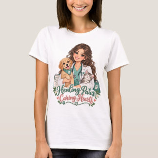 Camiseta de Veterinário 'Patas Curativas, Corações