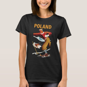 Camiseta de viagem de inverno retrô de esquiador d