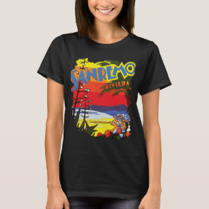 Camiseta de viagem ensolarada da Praia de Sanremo 