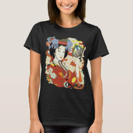 Camiseta de viagem floral Geisha de Osaka Japão