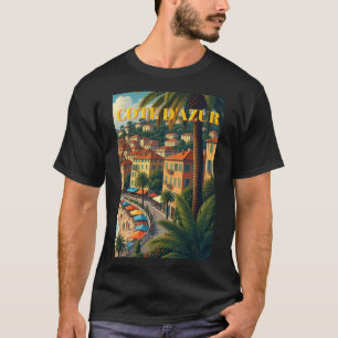 Camiseta de Viagem Francesa Cote D'Azur Estilo Vin