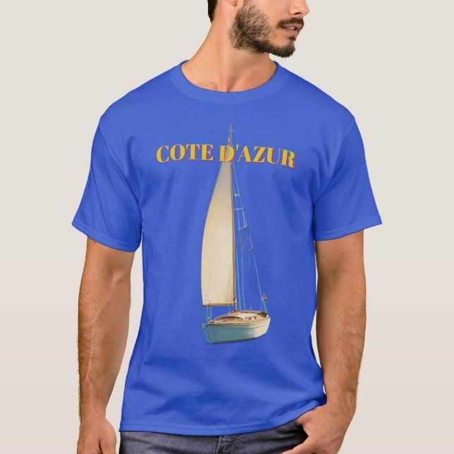 Camiseta de Viagem Francesa Cote D'Azur Estilo Vin (Frente)