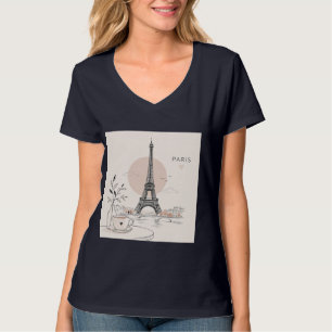 Camiseta de Viagem Francesa Vintage Torre Eiffel d