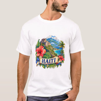 Camiseta de Viagem Haiti Aquarela Caribenha