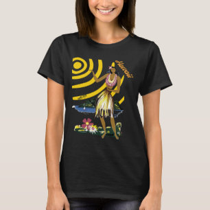 Camiseta de Viagem Havaiana Retro Hula Girl