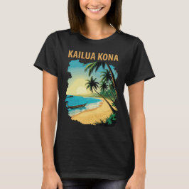 Camiseta de viagem Kailua Kona Havaí Praia Palmeir