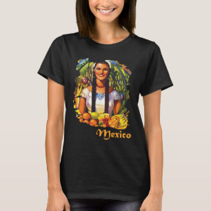 Camiseta de viagem para mulher mexicana com frutas