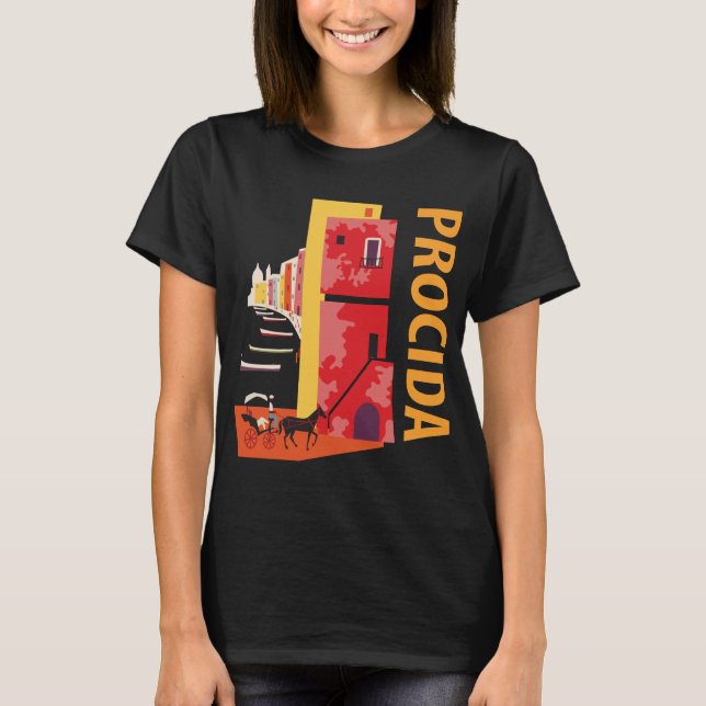 Camiseta de Viagem Retro Colorida da Costa de Proc (Frente)