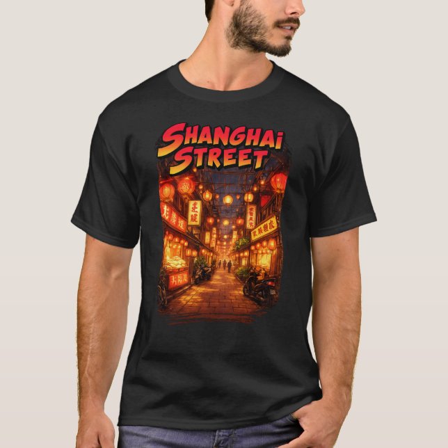 Camiseta de Viagem Retro da Vida Noturna da Rua de (Frente)