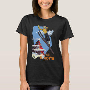 Camiseta de viagem retrô de esqui Val d'Aosta Itál