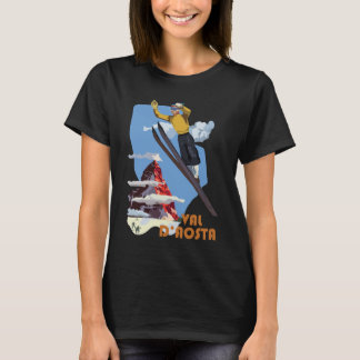Camiseta de viagem retrô de esqui Val d'Aosta Itál