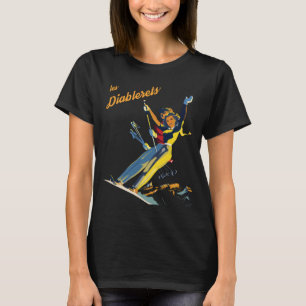 Camiseta de viagem retrô de esquiador Les Diablere
