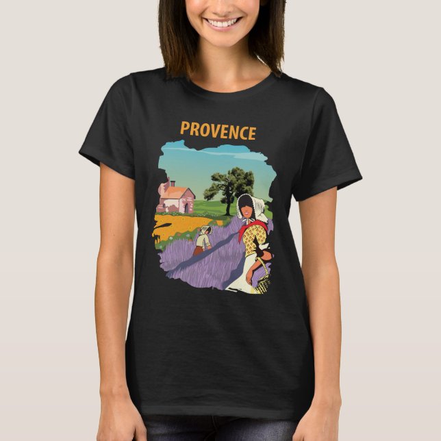Camiseta de Viagem Retro de Lavanda da Provença Fr (Frente)