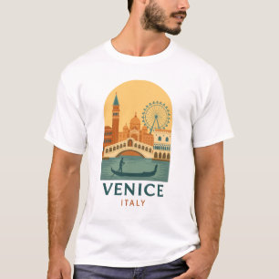 Camiseta de Viagem Retro Gôndola Veneza Itália Vin