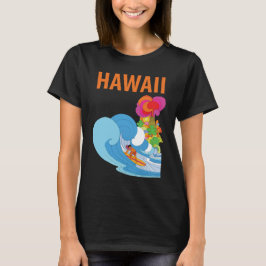 Camiseta de Viagem Retro Havaí Surf Onda Azul