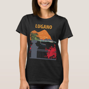 Camiseta de Viagem Retro Lugano Suíça Lago
