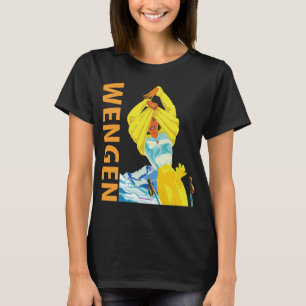 Camiseta de Viagem Retro Wengen Alpes Suíços Sol