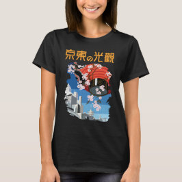 Camiseta de viagem rosa das flores de cerejeira de
