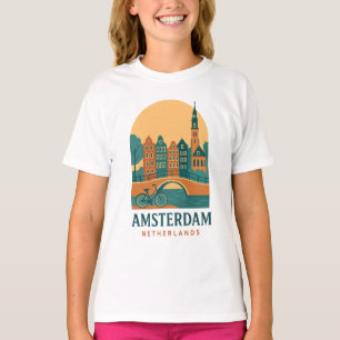 Camiseta de Viagem Vintage Amsterdam Holanda 