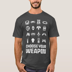 Camiseta de Video Game Escolha Sua Arma engraçado 