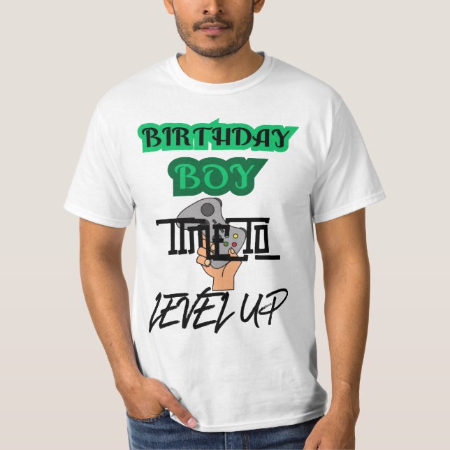 Camiseta de videogame Birthday Boy Level Up - Clás (Frente)