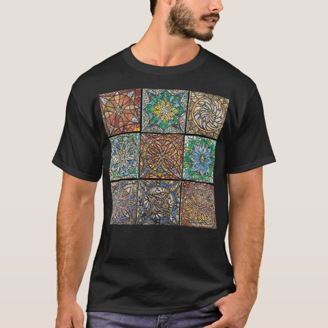 Camiseta de vidro chato Mandalas Camiseta básica e (Frente)