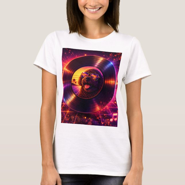 Camiseta de Vinil Retro Cockapoo Música dos Anos 8 (Frente)
