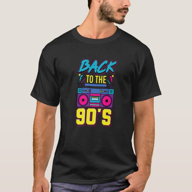 Camiseta De volta à Cassette Boom Box dos anos 90 Música 1 (Frente)
